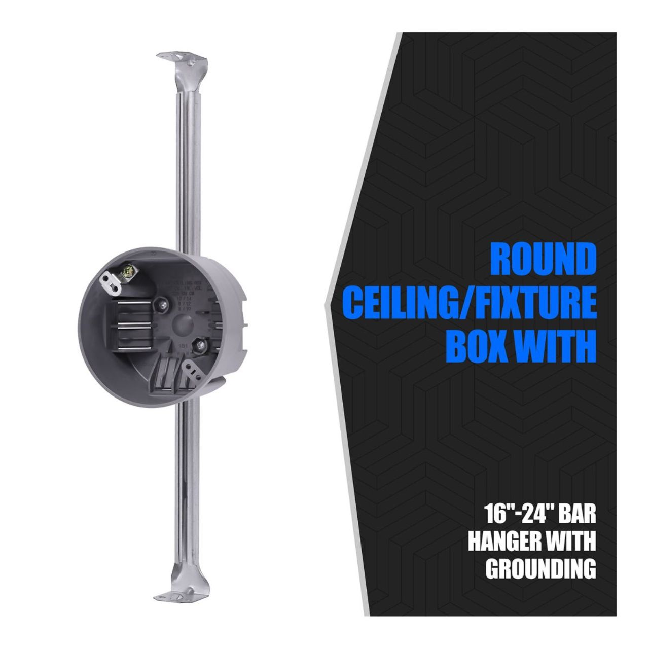 Full Case Outlet Box - 4in. Round w/ Hanger Bar 20 Cu. In. Nail On - Energetic Lighting
