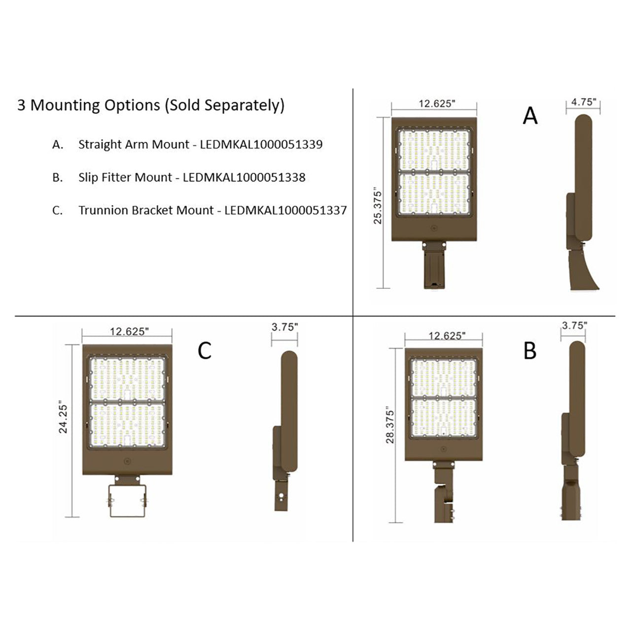 LED Wattage Adjustable Area Light w/ Built-in Photosensor - 150W/200W/240W/300W - 5000K