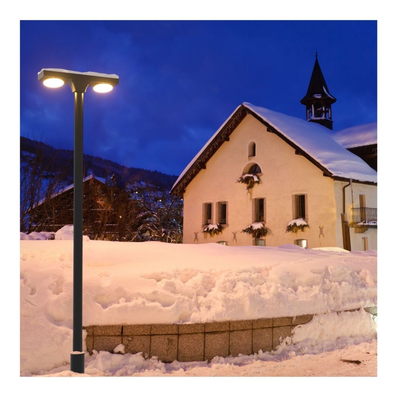 Solar LED Dual Head Post Top Area Light - Dual Color Temperature - LumeGen