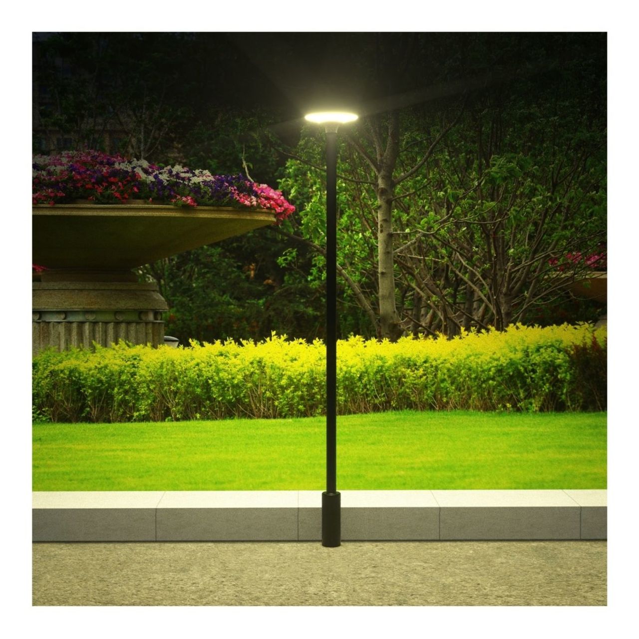 Solar LED Round Post Top Area Light - 2100 Lumens - Dual Color Temperatures - LumeGen