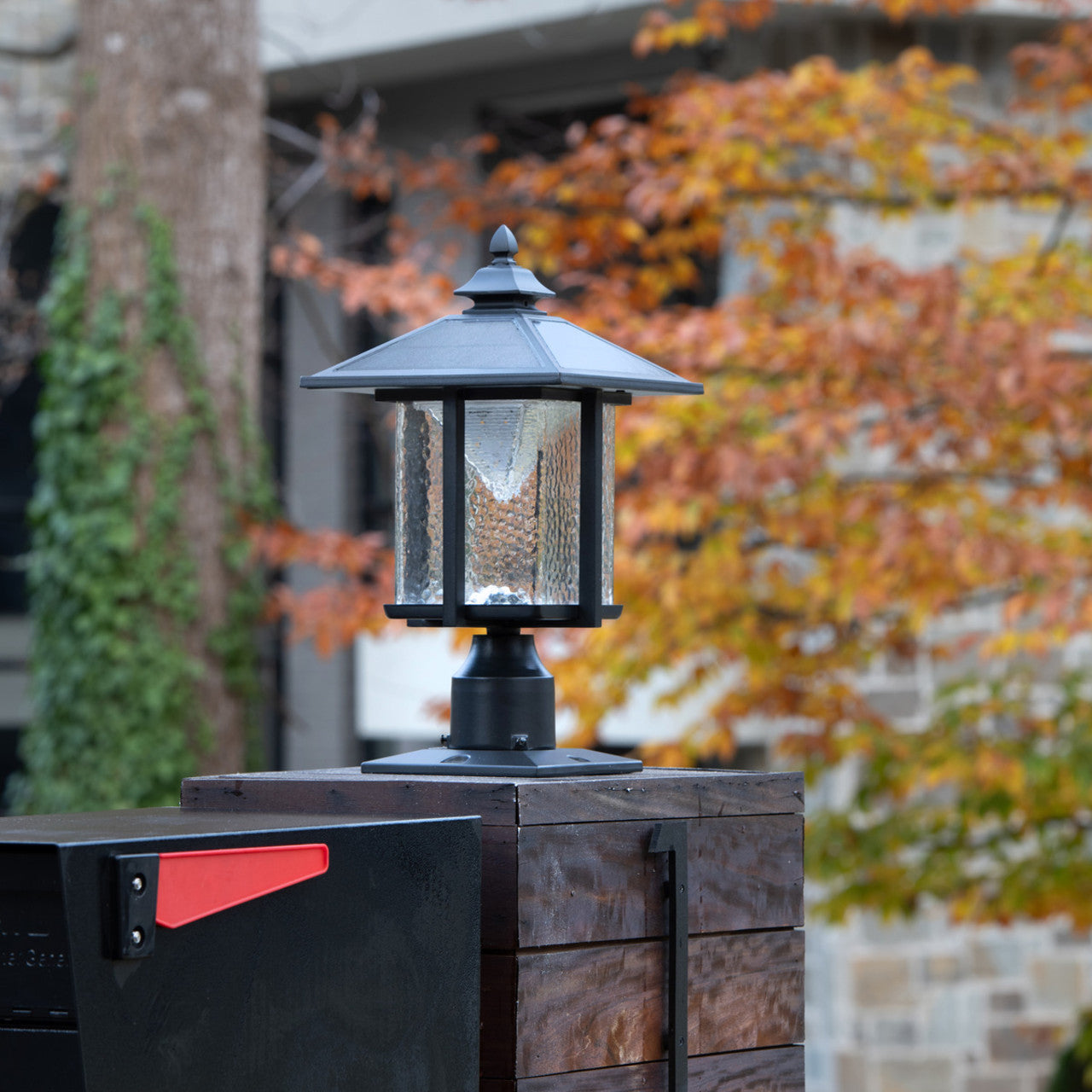 Solar LED Casita Post Light - Black Finish - Gama Sonic
