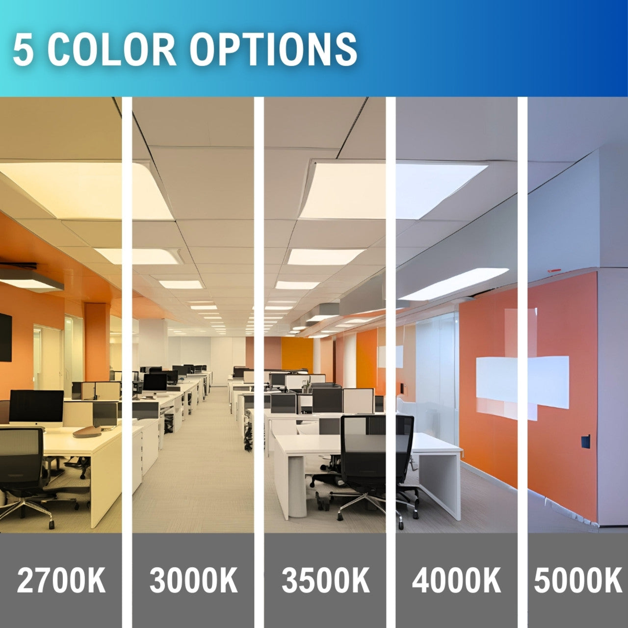 Case of 2 - 2x2 LED Flat Panel Light with Emergency Driver - 5 Wattage Adjustable - 5 Color Tunable - LumeGen