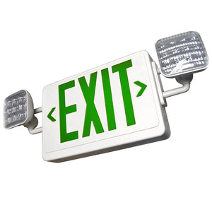 LED Exit & Emergency Combo Sign - White - 90 Min. Emergency Runtime - 120/277V