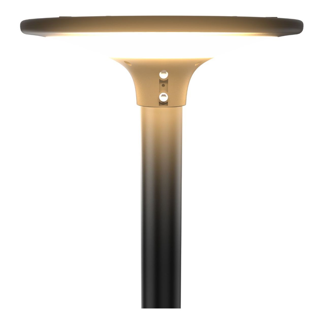 Solar LED Round Post Top Area Light - 2100 Lumens - Dual Color Temperatures - LumeGen