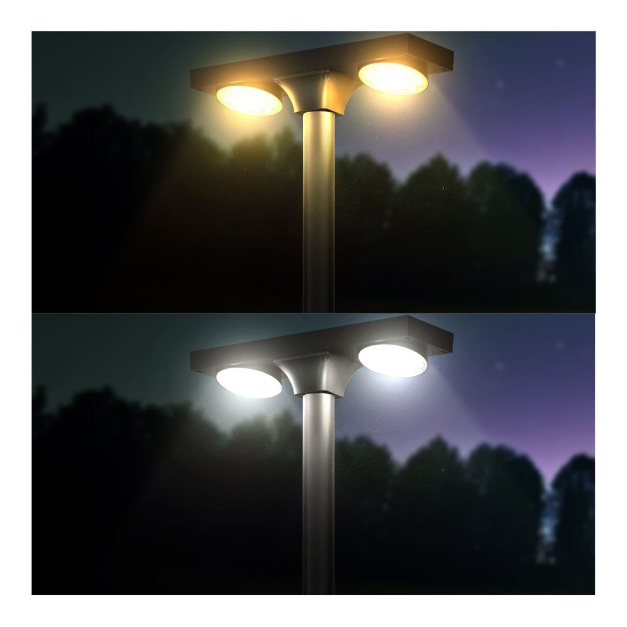 Solar LED Dual Head Post Top Area Light - Dual Color Temperature - LumeGen