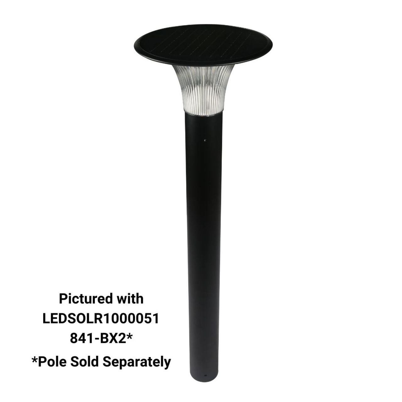 LED solar bollard light noting that the pole is sold separately