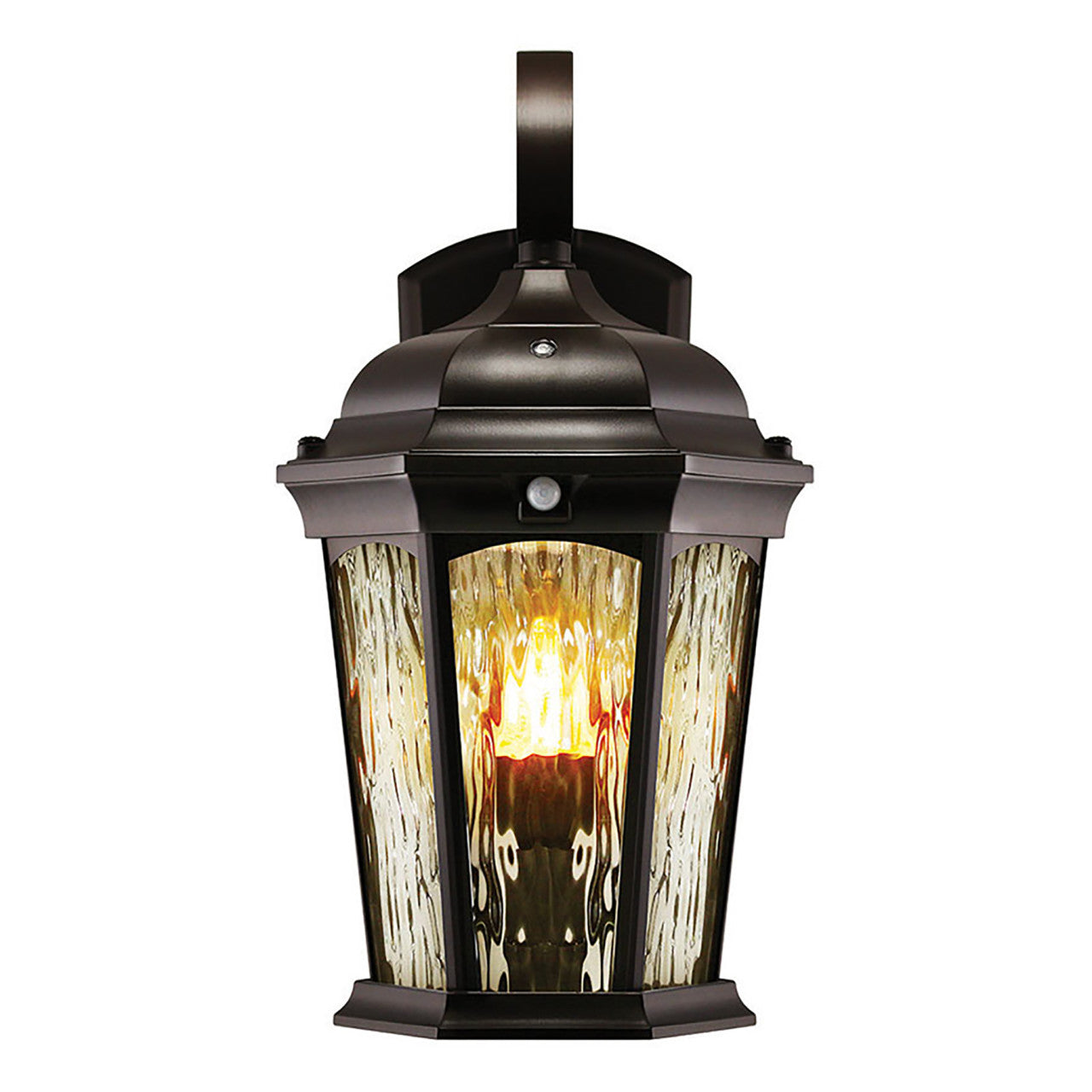 LED Outdoor Wall Flame Lantern Light - 12.5W - 1200 Lumens - 3000K - Bronze Water Glass Finish - Euri Lighting