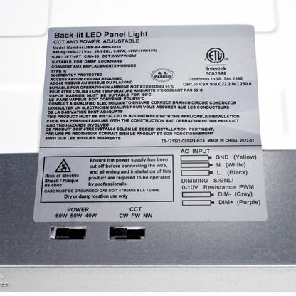 Case of 4 - 2x4 LED Flat Panel Light - Wattage Adjustable 30W/40W/50W - Color Tunable 40K/50K/65K - Jen Lighting