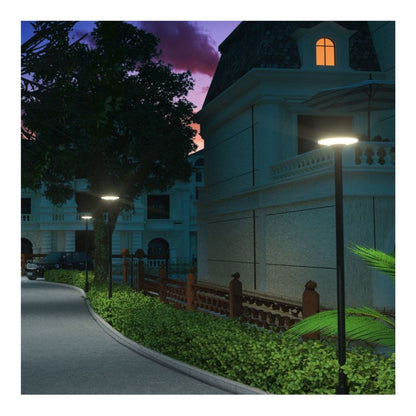 Solar LED Round Post Top Area Light - 2100 Lumens - Dual Color Temperatures - LumeGen