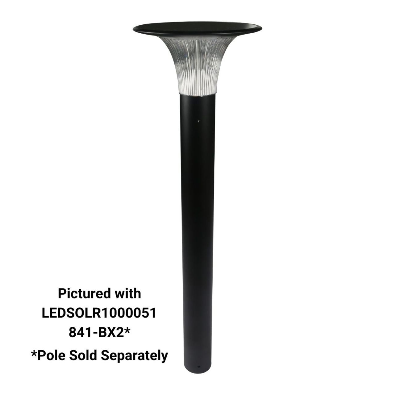 LED solar bollard light noting that the pole is sold separately