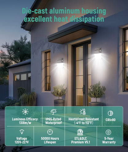 LED Mini Wallpack - 3,900 Lumen Max - Wattage Adjustable 30W/20W/15W - Color Tunable 30K/40K/50K - Photocell
