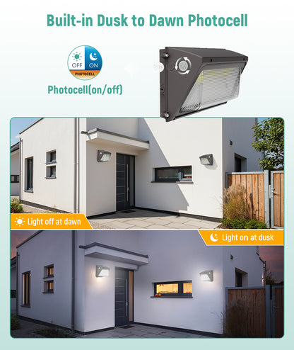 LED Wallpack - 18,000 Lumen Max - Wattage Adjustable 120W/100W/90W/60W - Color Tunable 30K/40K/50K - Photocell