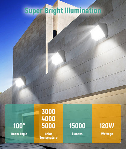 LED Wallpack - 18,000 Lumen Max - Wattage Adjustable 120W/100W/90W/60W - Color Tunable 30K/40K/50K - Photocell