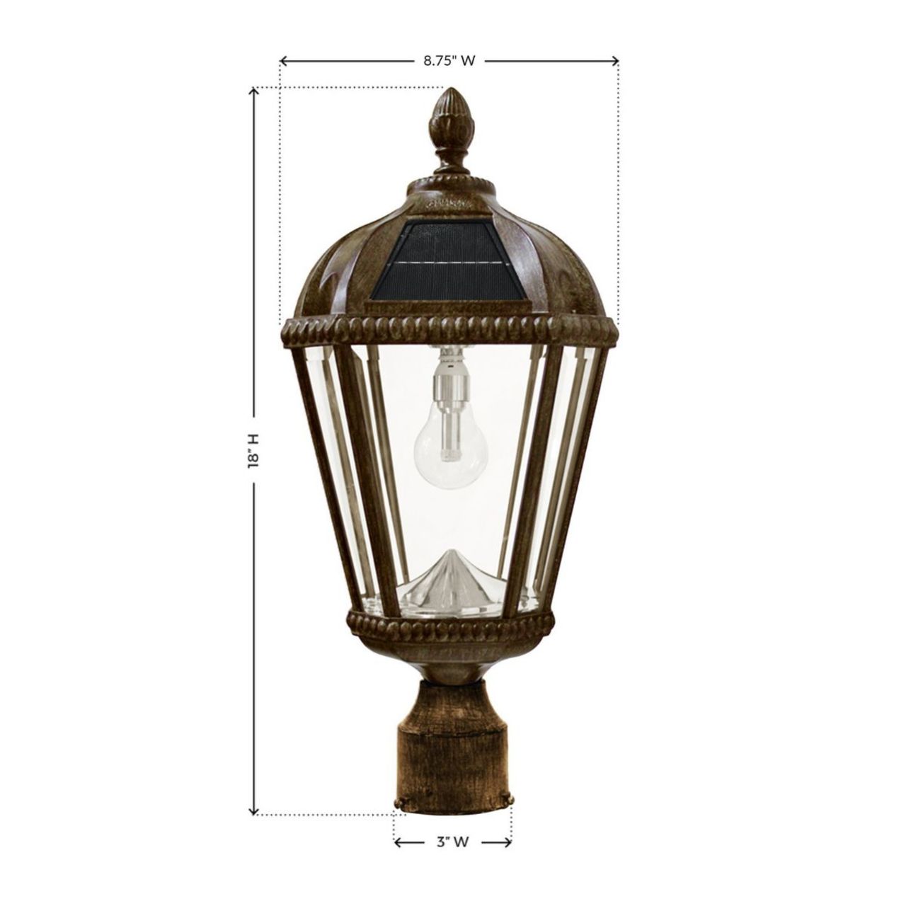 dimensions of solar post light