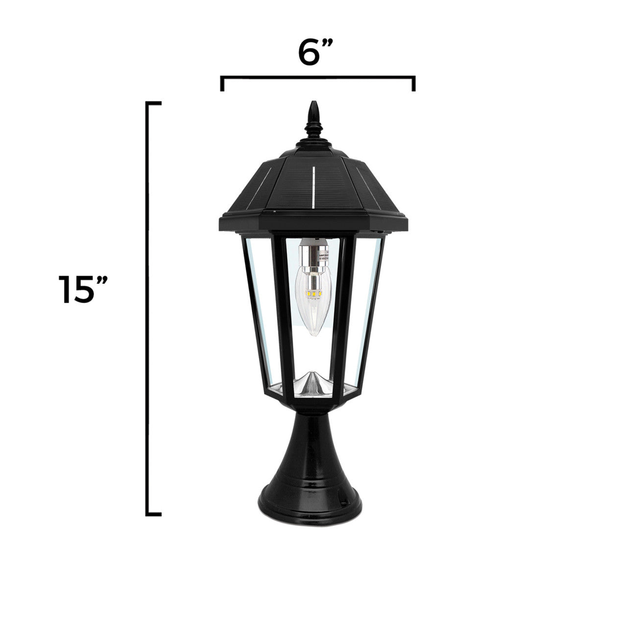 Solar LED Topaz Lantern Light - 50 Lumens - 3100K/6000K - Black Finish - Gama Sonic