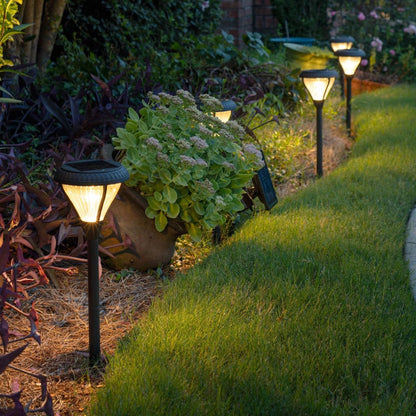 2-Pack Solar LED Premier Garden Stake Light - 50 Lumens - 3000K - Black Finish - Gama Sonic