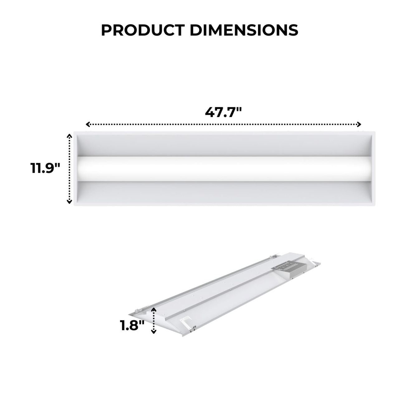 Case of 2 - 1x4 LED Troffer Light - Wattage Adjustable 16W/20W/30W - Color Tunable 35K/40K/50K - LumeGen