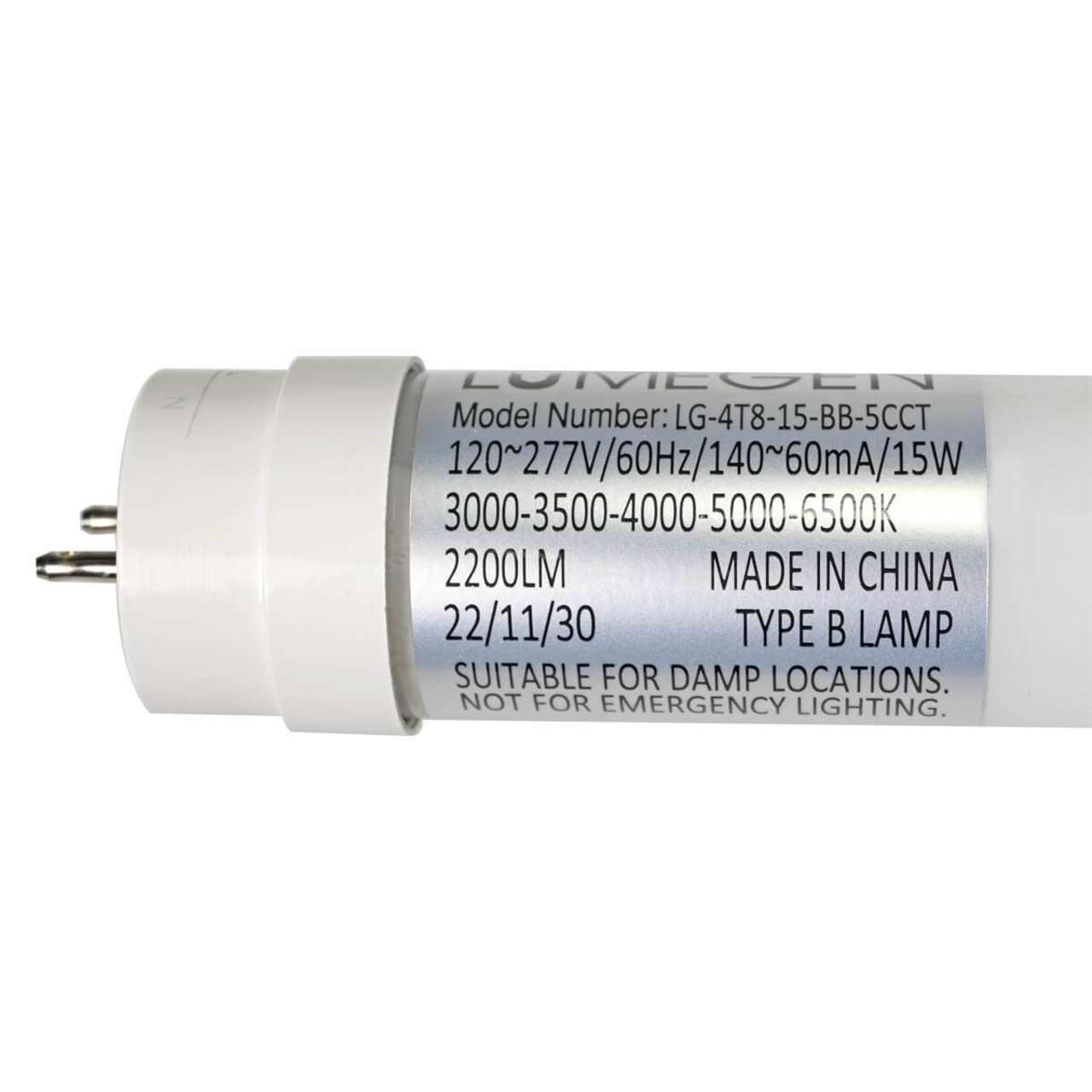 Case of 25 - 4ft Color Tunable LED T8 Tube - Type B - 15W - 2200 Lumens - LumeGen