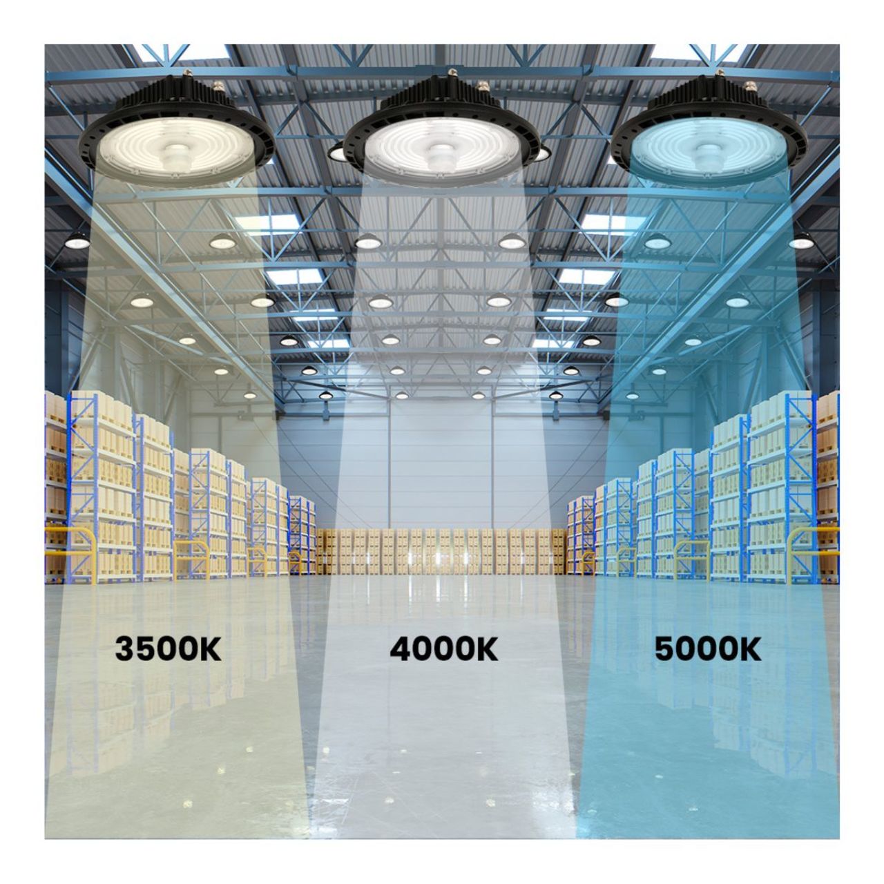 LED UFO High Bay - Wattage Select up to 240W - Color Selectable - White Finish - Energetic Lighting