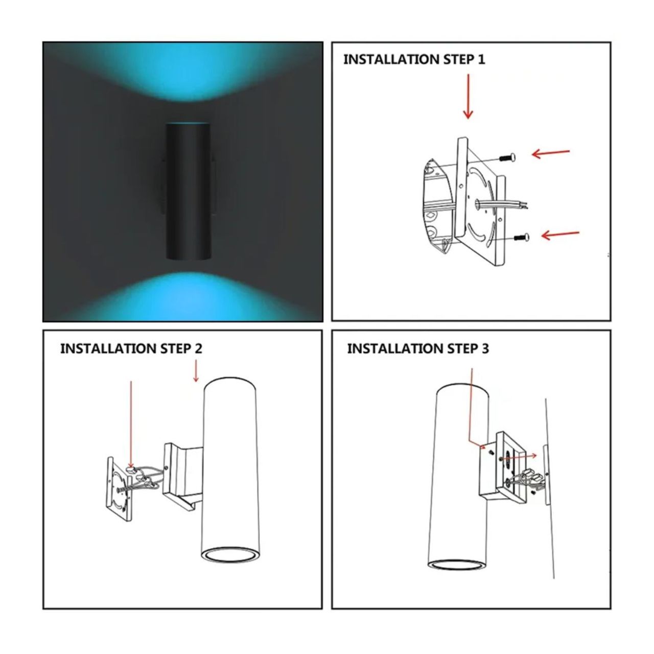 LED Up/Down Cylinder Wall Light | Color Tunable | Black Finish