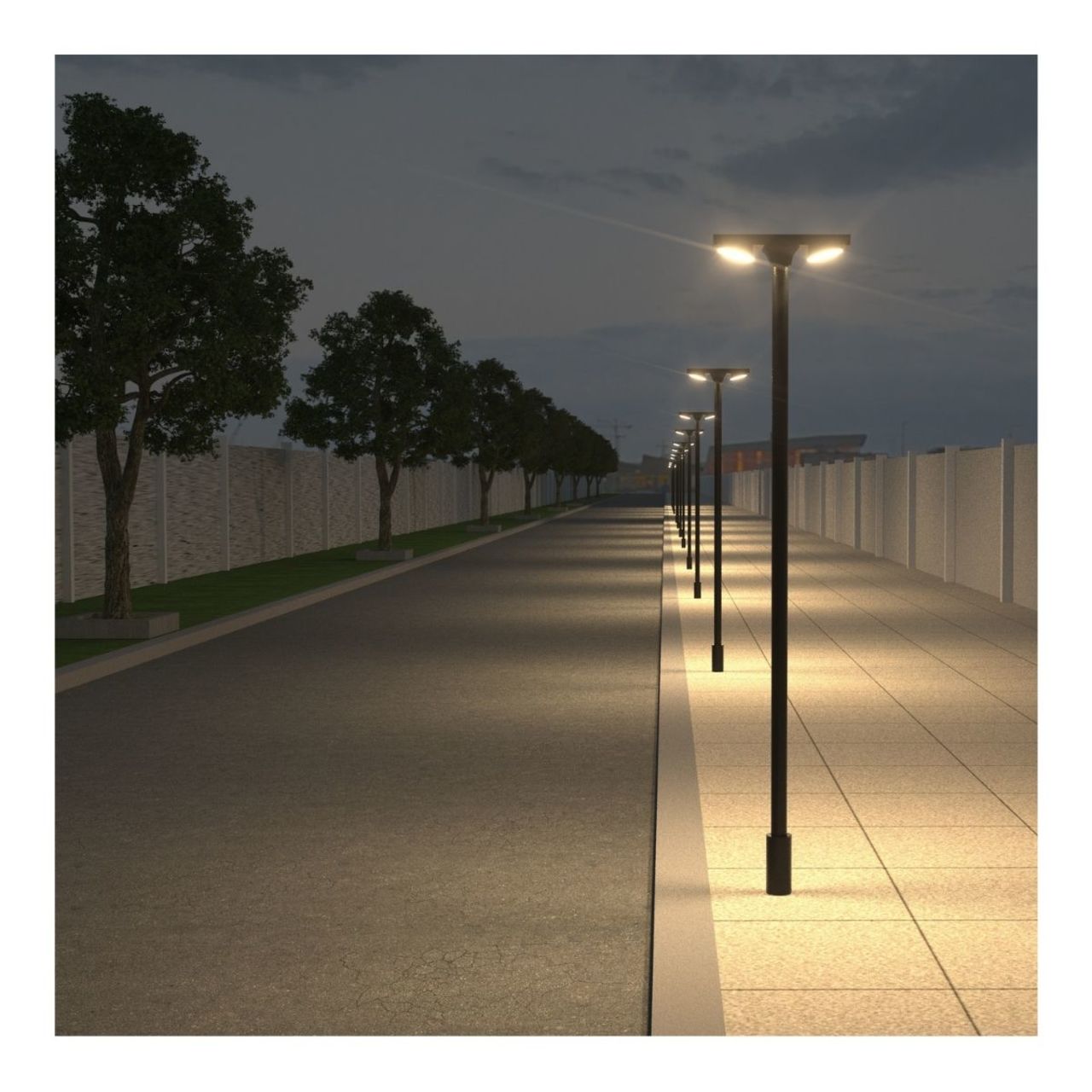 Solar LED Dual Head Post Top Area Light - Dual Color Temperature - LumeGen