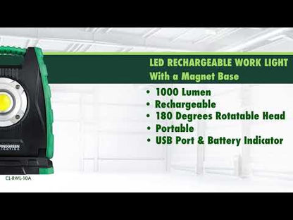LED Rechargeable Work Light - 10W - 1000 Lumens - 5000K - Pinegreen Lighting