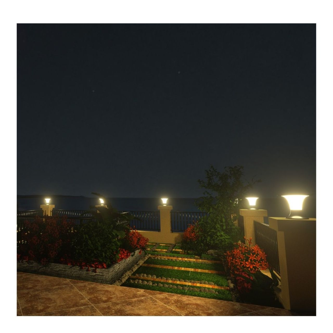Solar LED Diamond Pier Light - 2200 Lumens - Dual Color Temperatures - LumeGen