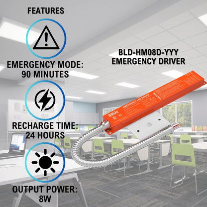 Case of 2 - 2x4 LED Flat Panel Light with Emergency Driver - 5 Wattage Adjustable - 5 Color Tunable  - LumeGen