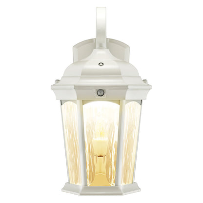 LED Outdoor Wall Flame Lantern Light - 12.5W - 1200 Lumens - 3000K - White Water Glass Finish - Euri Lighting