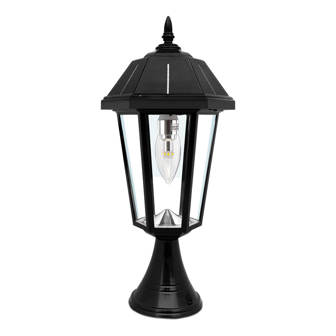 Solar LED Topaz Lantern Light - 50 Lumens - 3100K/6000K - Black Finish - Gama Sonic