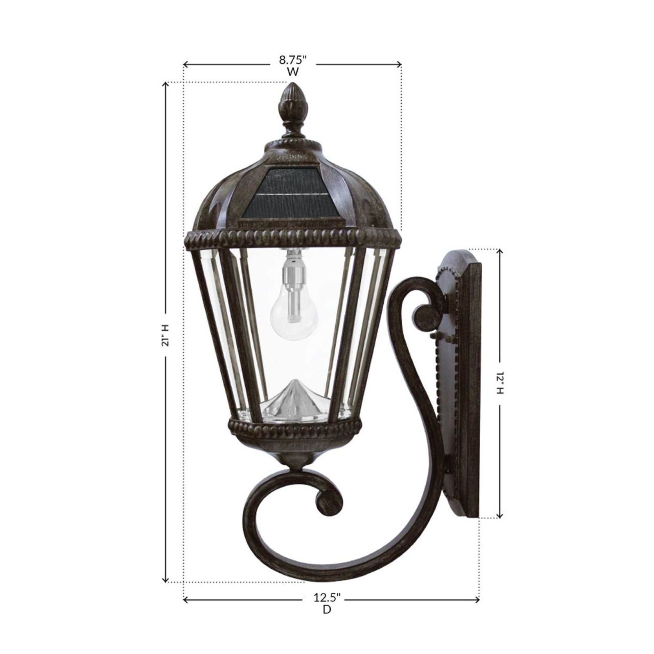 dimensions of solar wall light