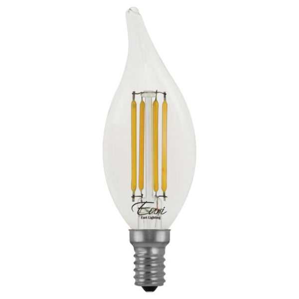 4-Pack LED B10 Filament Bulb - 4.5W - 500 Lumens - 2700K - Euri Lighting