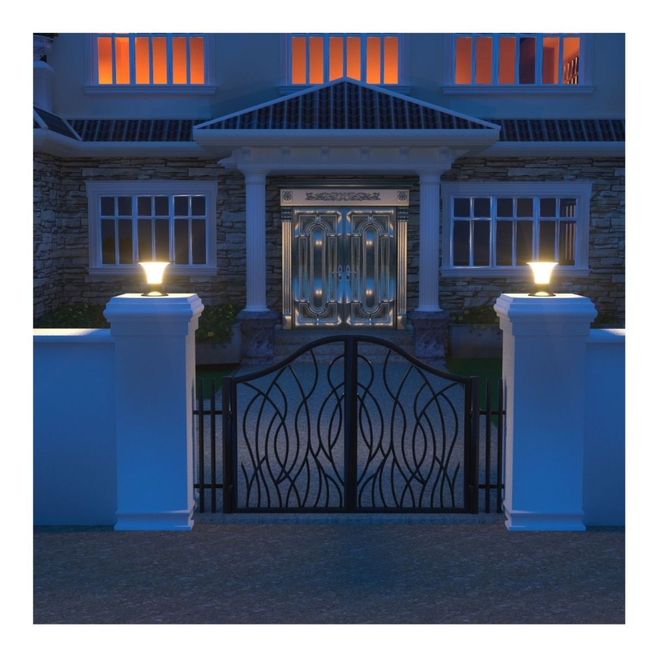 Solar LED Diamond Pier Light - 2200 Lumens - Dual Color Temperatures - LumeGen