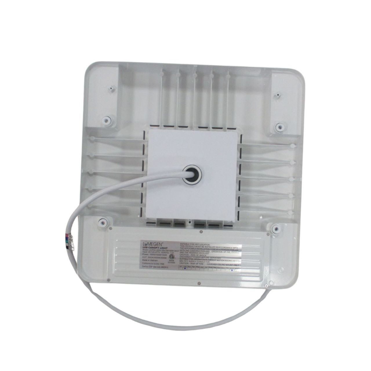 LED Wattage Adjustable & Color Tunable Slim Square Canopy Light - 100W/130W/150W - 3500K/4000K/5000K - LumeGen
