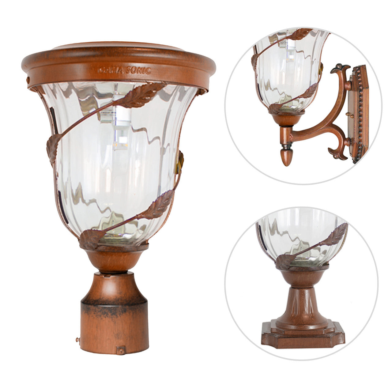 Solar LED Flora Lantern Light - 70 Lumens - 2700K - Antique Bronze Finish - Gama Sonic