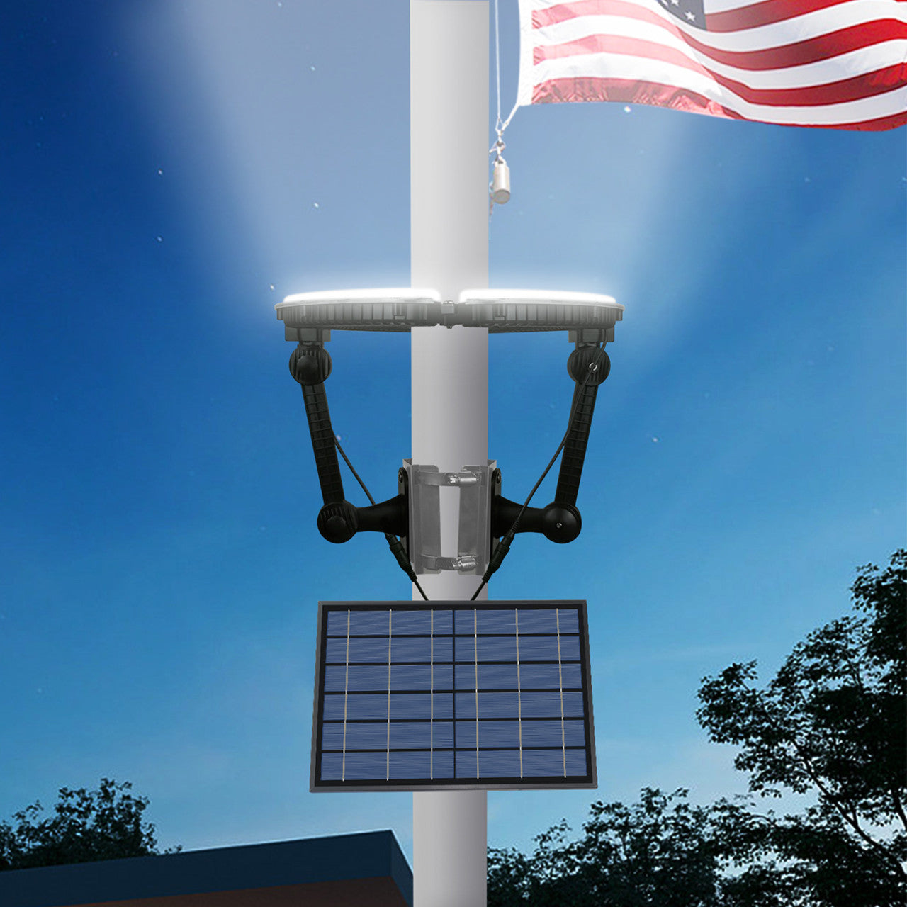 LED Solar Flagpole Ring Light - 1140 Lumens - LumeGen