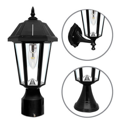 Solar LED Topaz Lantern Light - 50 Lumens - 3100K/6000K - Black Finish - Gama Sonic