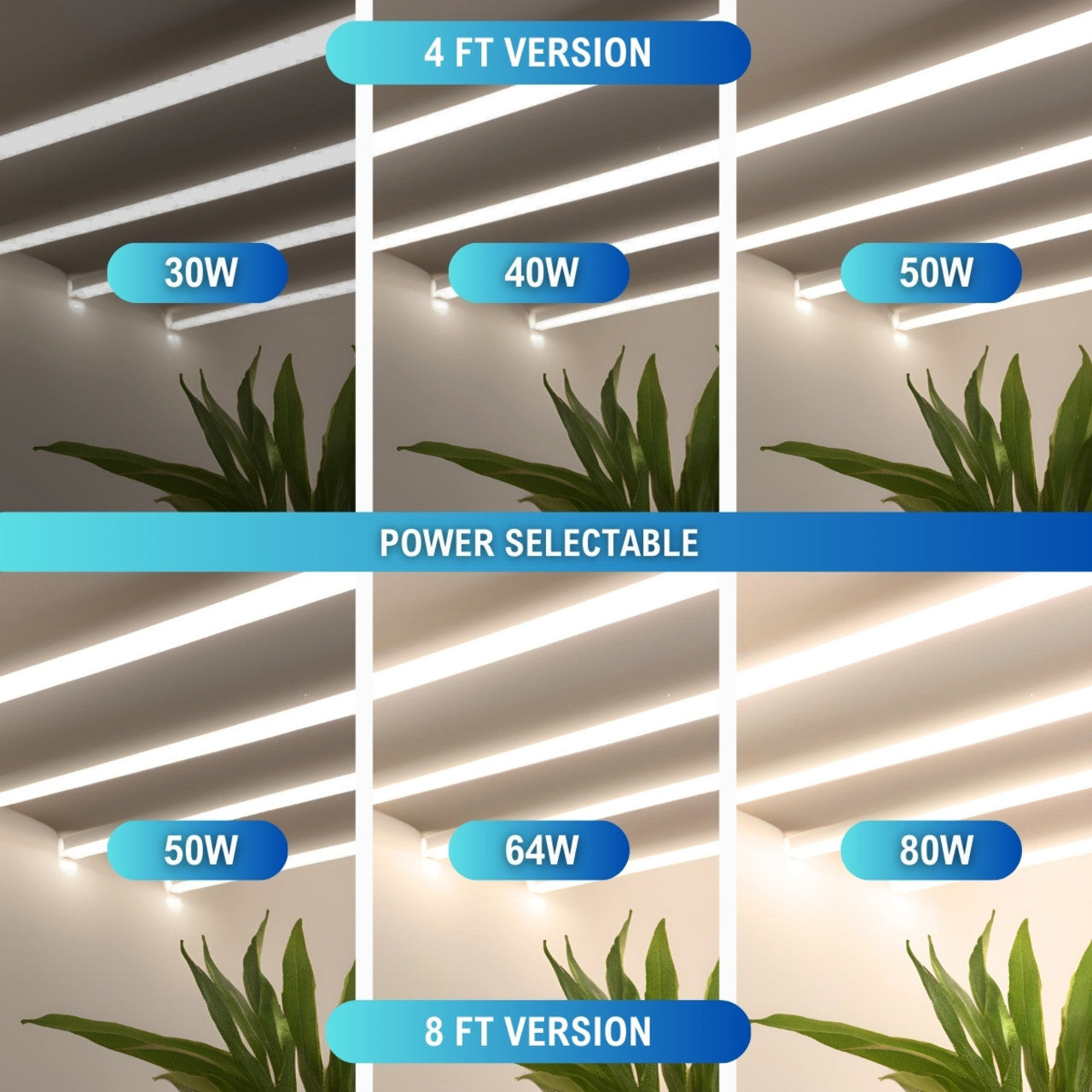 4ft. LED Linear Strip Light - Wattage Adjustable 30W/40W/50W - Color Tunable 35K/40K/50K - LumeGen