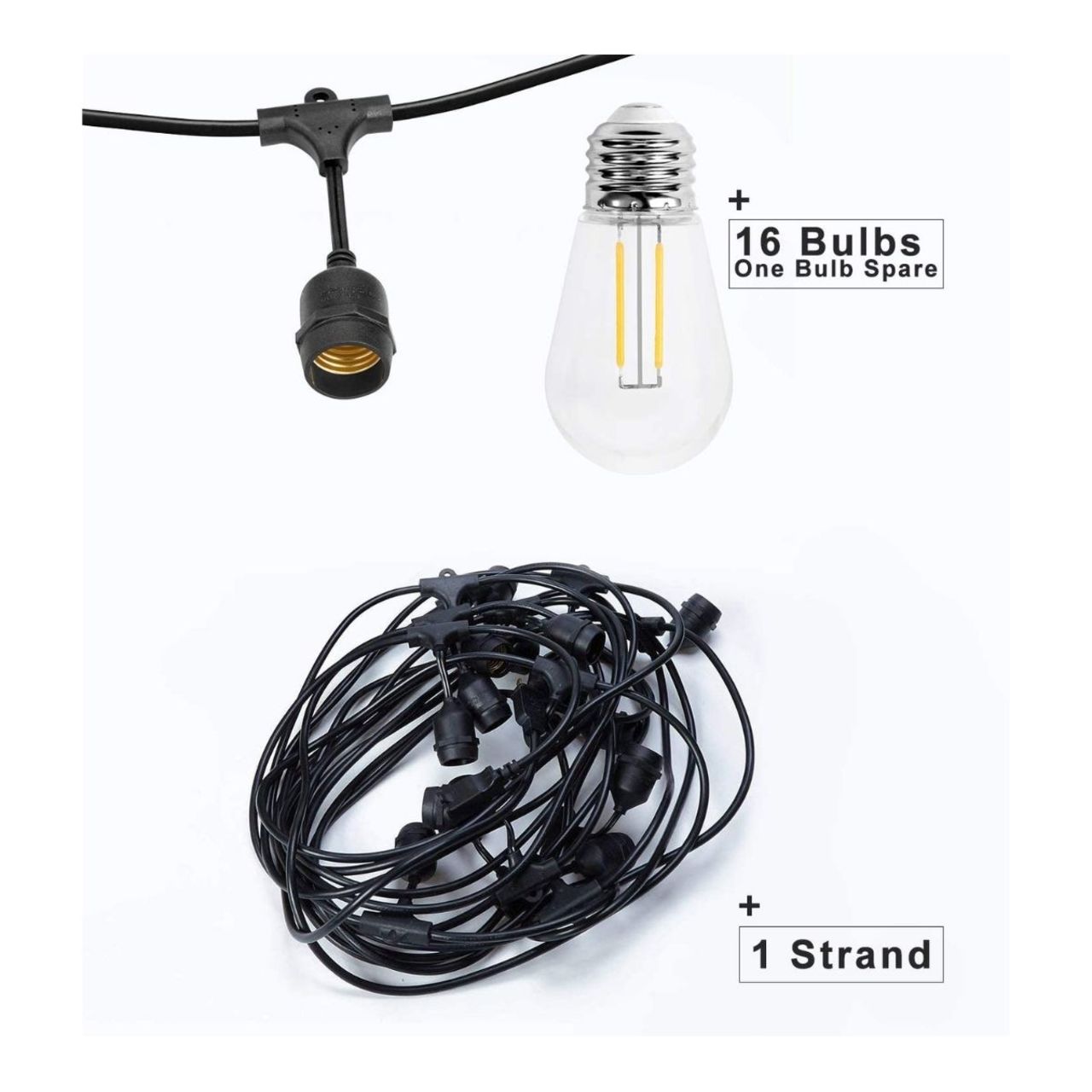 48ft Commercial Heavy-Duty S14 String Light | 15 E26 Sockets – LightUp