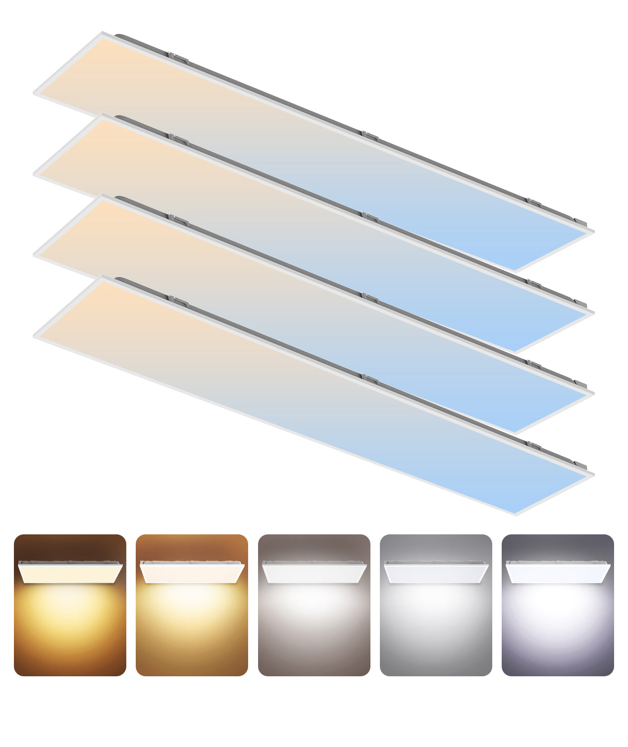 Case of 2 - 1x4 LED Flat Panel Light - Wattage Adjustable 25W/30W/40W - Color Tunable 35K/40K/50K - Jen Lighting