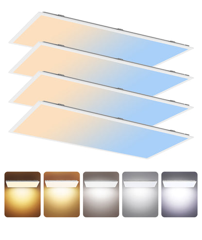 Case of 4 - 2x4 LED Flat Panel Light - Wattage Adjustable 30W/40W/50W/60W/72W - Color Tunable 30K/35K/40K/50K/65K