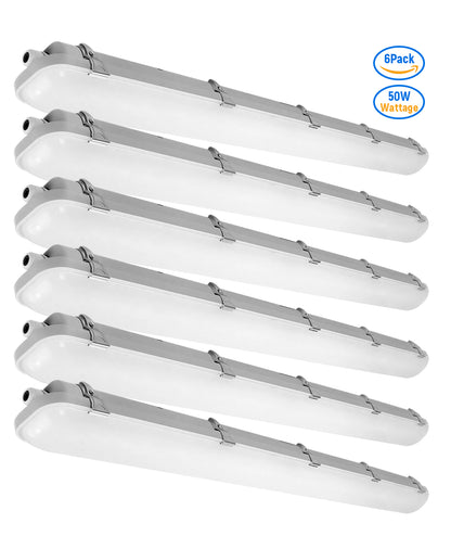 Case of 6 - 4ft LED Tri - Proof Vapor Tight Light 6,250 Lumens Max - Wattage Adjustable 25/30/35/40/50W - Color Tunable 35K/40K/50K/57K/65K