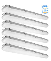Case of 6 - 4ft LED Tri - Proof Vapor Tight Light 6,250 Lumens Max - Wattage Adjustable 25/30/35/40/50W - Color Tunable 35K/40K/50K/57K/65K