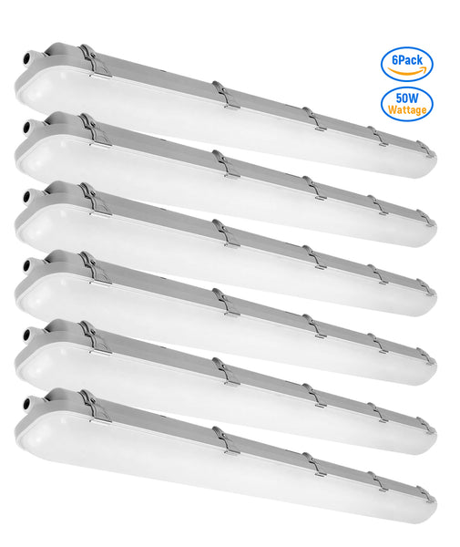 Case of 6 - 8ft LED Tri - Proof Vapor Tight Light 10,000 Lumens Max - Wattage Adjustable 40/50/60/70/80W - Color Tunable 35K/40K/50K/57K/65K