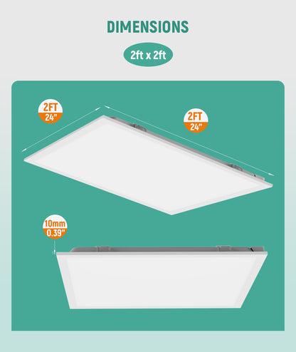 Case of 4 - 2x2 LED Flat Panel Light - Wattage Adjustable 15W/20W/25W/30W/40W - Color Tunable 35K/40K/50K/50K/65K